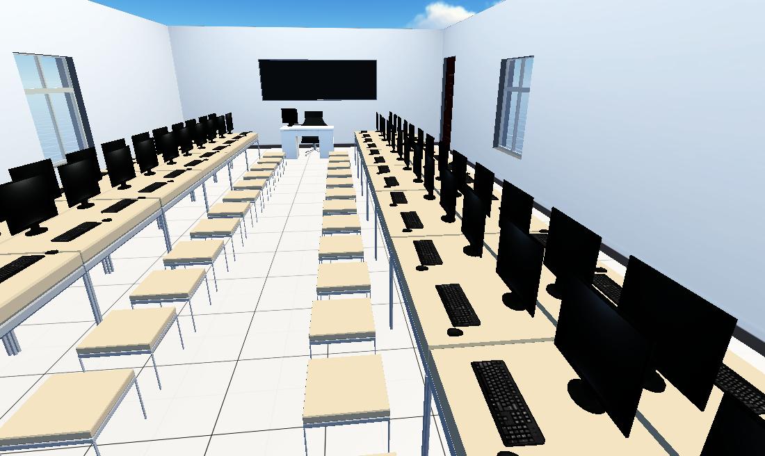 职校学生机房纵向排