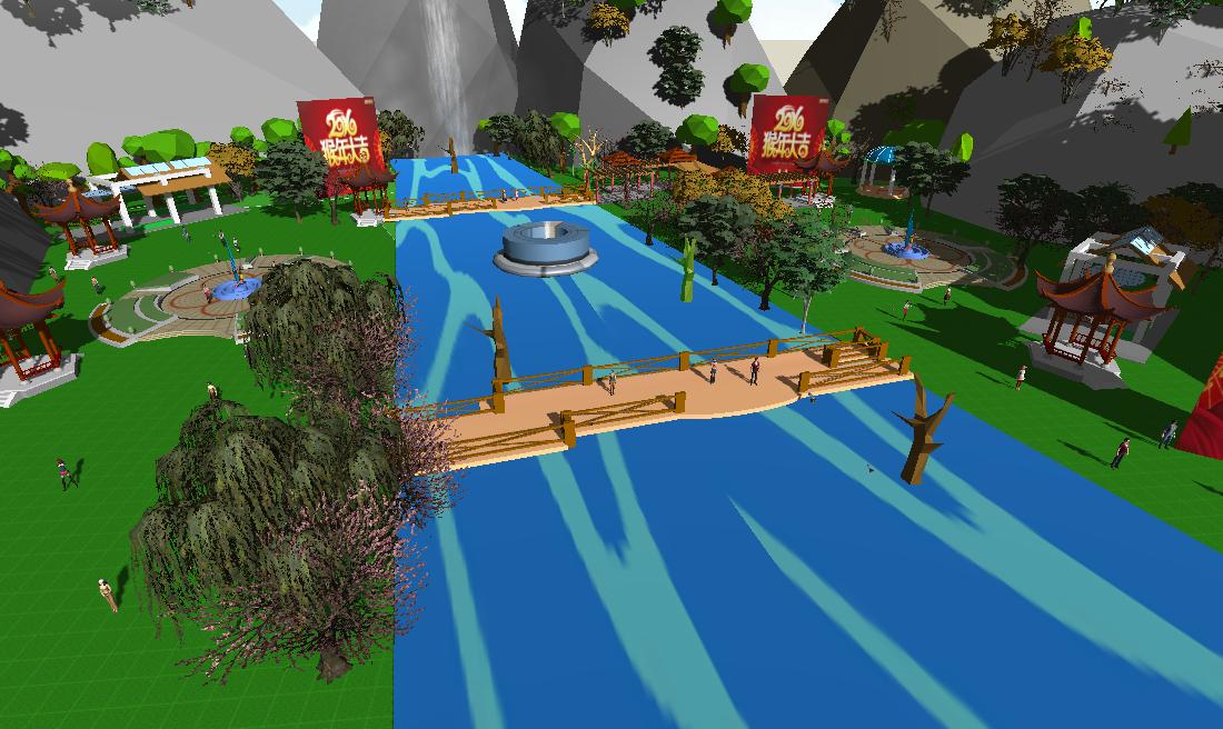 金猴闹春之农村假山新年公园